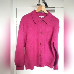 Cleo size large petite pink sweater BNWT adorable warm cardigan with collar